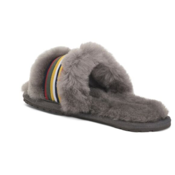 EMU AUSTRALIA Sheepskin Wrenlette Cozy Slide Slippers Grey Sz.8 - Picture 3 of 11